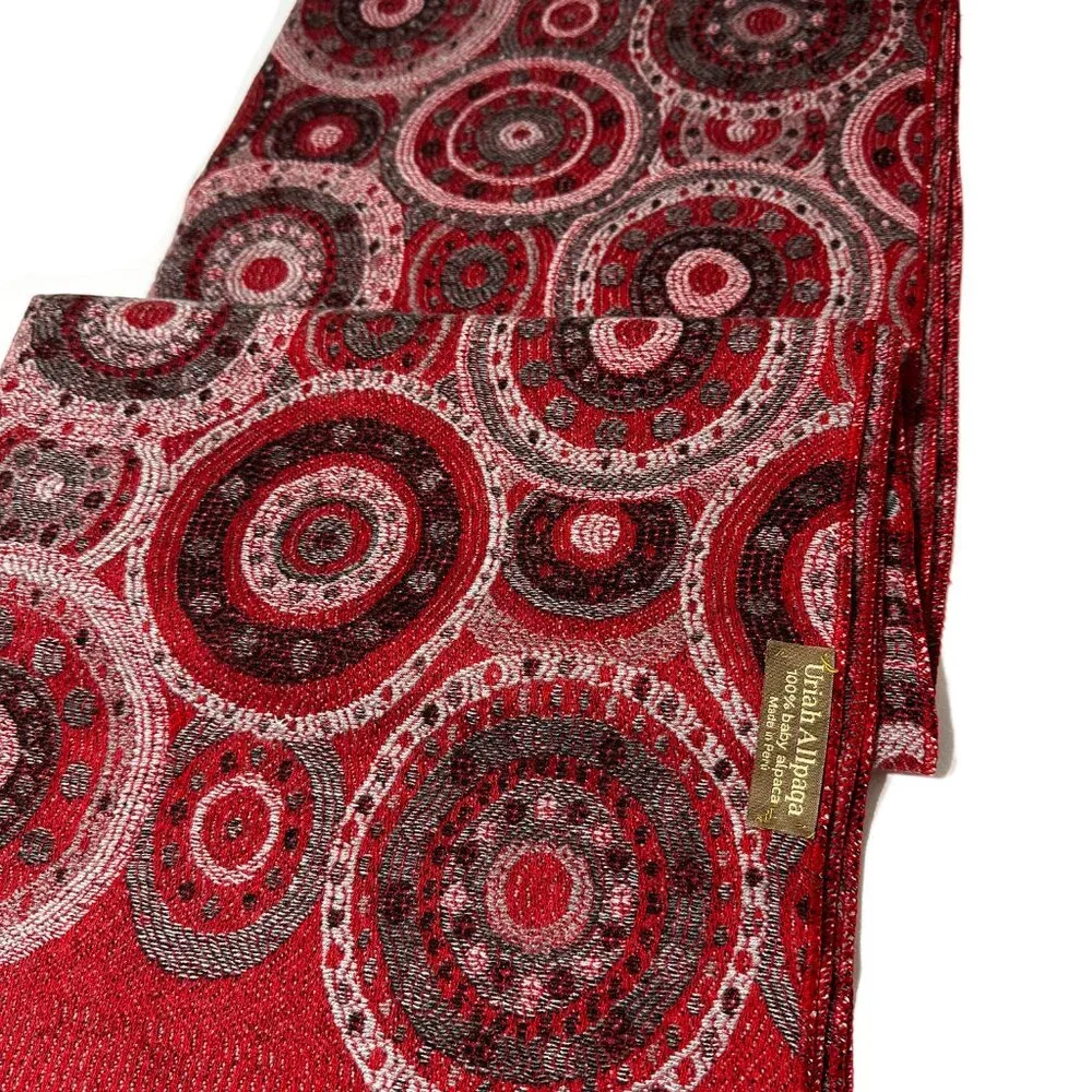 Luxury Uriah Baby Alpaca Wrap Shawl | Rich Red Pattern | Made in Peru - Picture 4 of 16